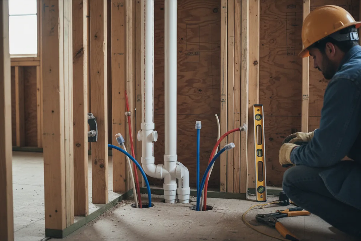 Drain and supply rough-in during Leak Detection in San Benito